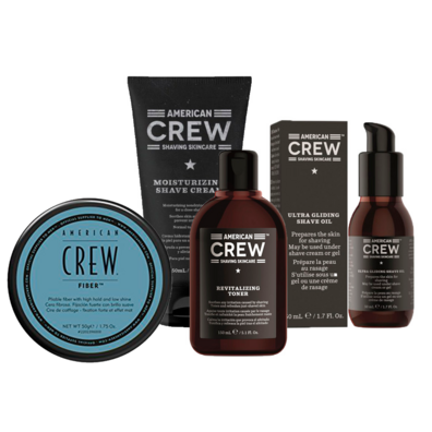 pack american crew afeitado y fiber